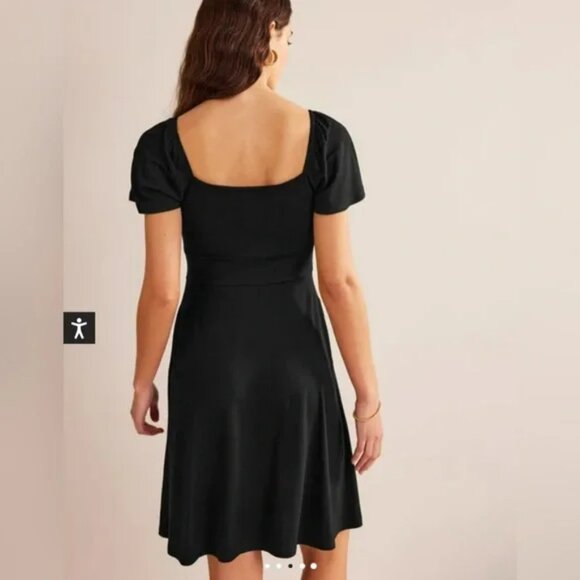 Boden Square Neck Jersey Mini Dress Flutter Sleeve - Picture 2 of 8
